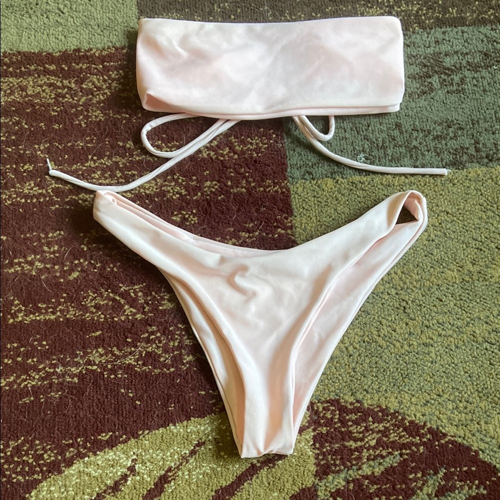 Pink Strapless Bikini Set